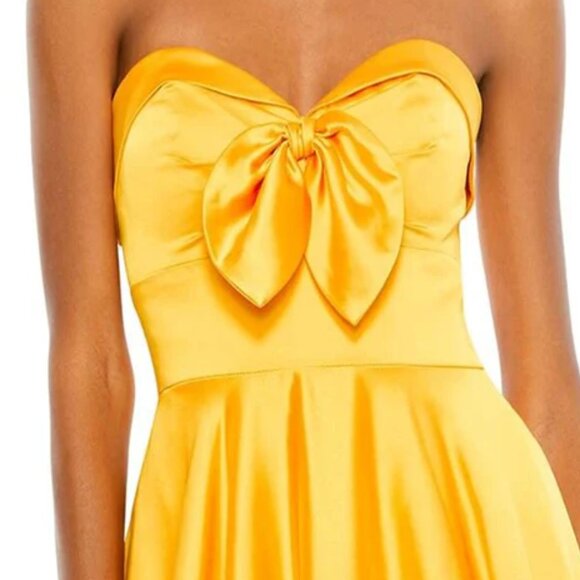 Mac Duggal BOW SWEETHEART STRAPLESS A LINE GOWN size 16 Marigold (67995) Dress - Picture 3 of 12